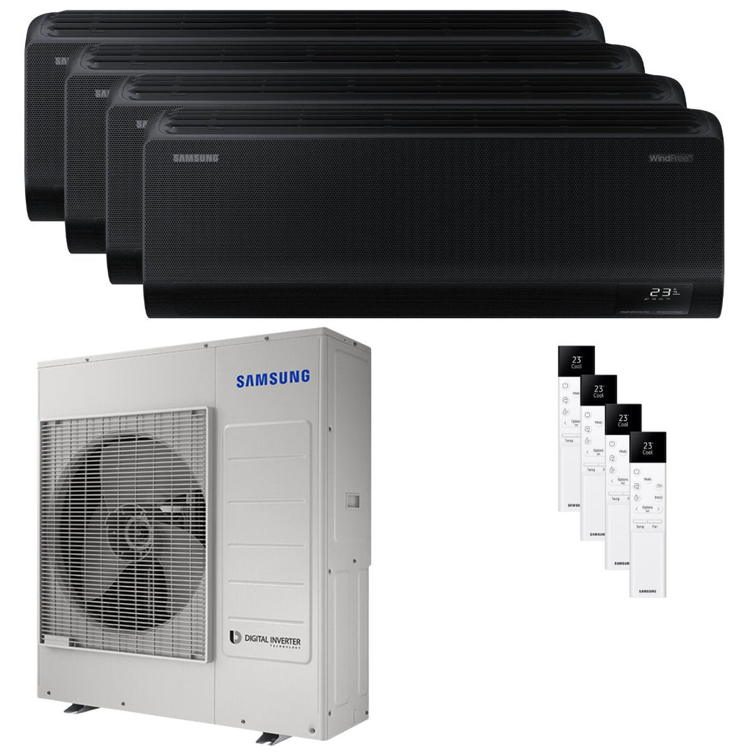 Samsung Windfree Black 9000+12000+12000+12000 BTU – Multisplit-Klimagerät (4 Innengeräte), 9,1/10,75 kW, R32, A++/A+, WLAN