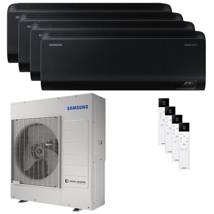 Samsung Windfree Black 9000+12000+12000+12000 BTU – Multisplit-Klimagerät (4 Innengeräte), 9,1/10,75 kW, R32, A++/A+, WLAN