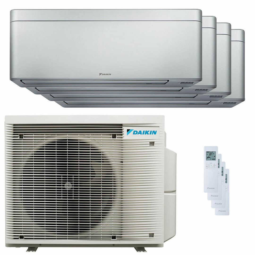 Daikin Stylish Silver 7000+9000+9000+18000 BTU – Multisplit-Klimagerät (4 Innengeräte), 8/9,6 kW, R32, A++/A++, WLAN