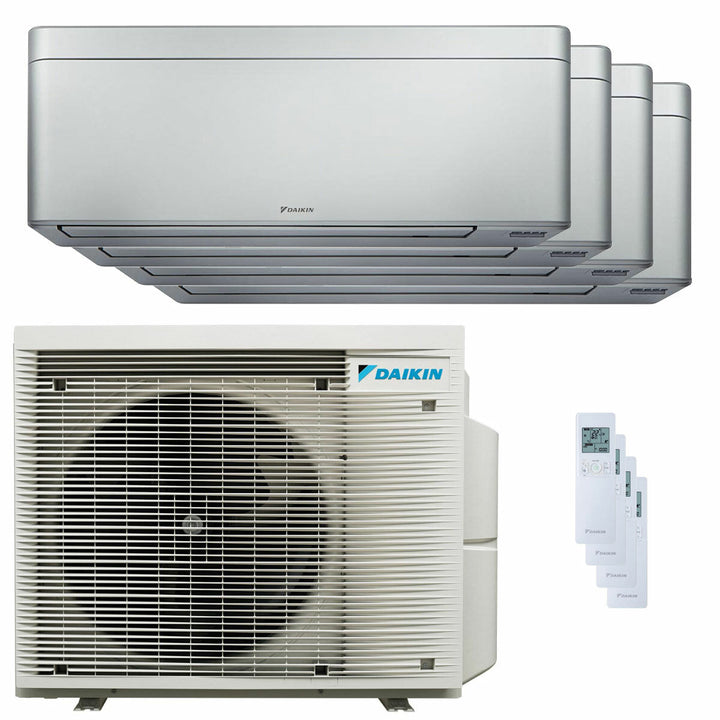 Daikin Stylish Silver 7000+9000+9000+18000 BTU – Multisplit-Klimagerät (4 Innengeräte), 8/9,6 kW, R32, A++/A++, WLAN
