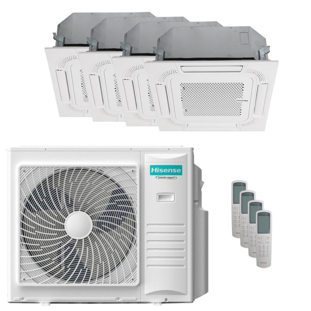 Hisense Kassettengerät ACT 9000+9000+18000+18000 BTU – Multisplit-Klimagerät (4x), 10/11 kW, R32, A++/A+