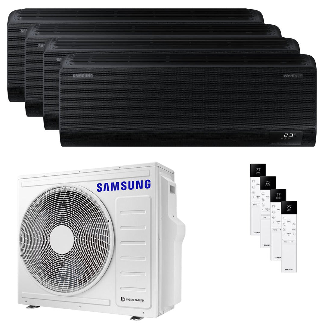 Samsung Windfree Black 7000+9000+9000+9000 BTU – Multisplit-Klimagerät (4 Innengeräte), 7,65/8,69 kW, R32, A++/A+, WLAN