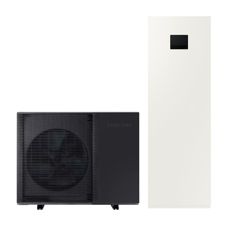 Samsung Komplettsystem aus Einphasen-Inverter-Wärmepumpe 12 kW und ClimateHub 200 Liter 2 Zonen für Heizung, Kühlung und Warmwasserbereitung, Steuerung und WLAN inklusive EHS MONO HT QUIET AE140BXYDEG/EU+AE200DNXMPK/EU