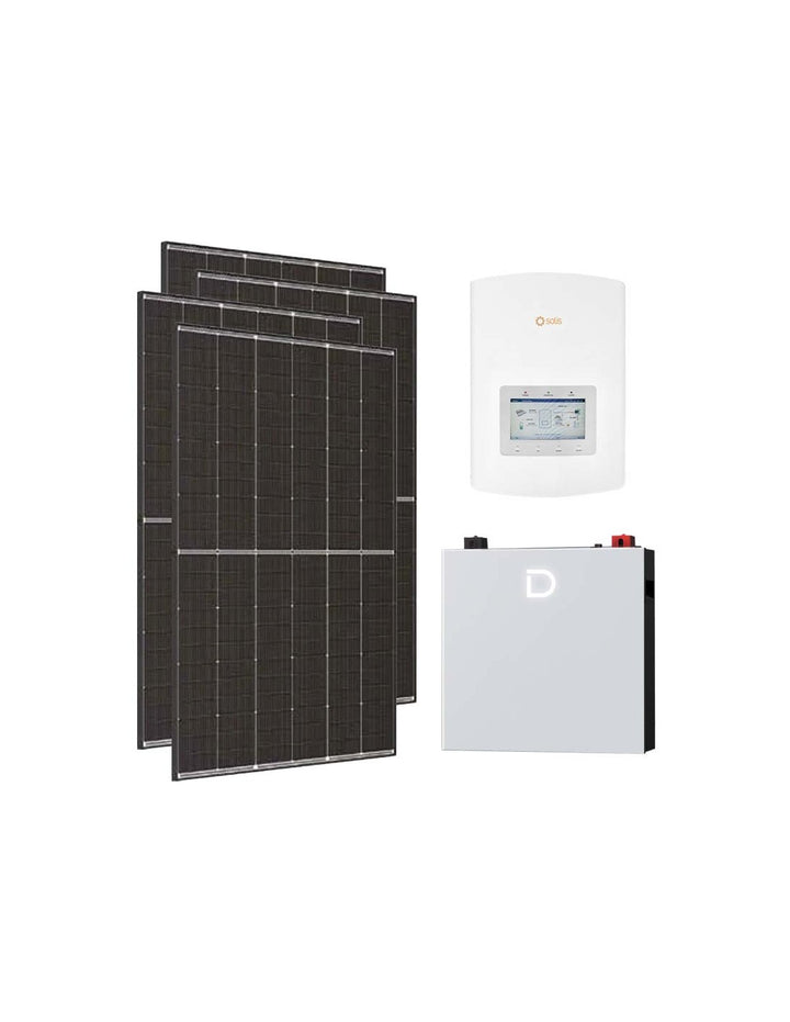 Einphasige Photovoltaik-Kit 3640W Wechselrichter Solis 3.6kW lithium 5.12kWh Dyness...