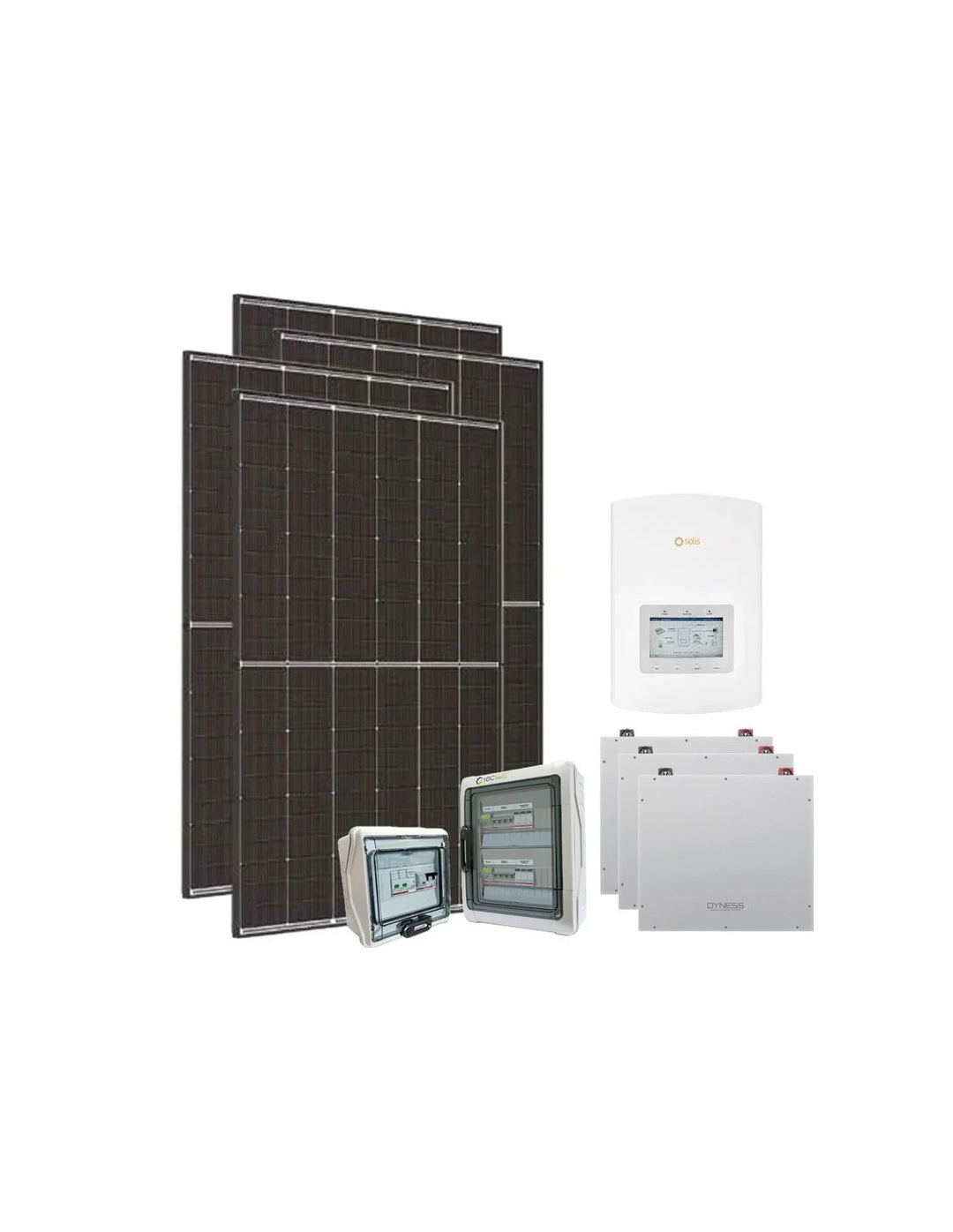 Einphasige Photovoltaik-Kit 6300W PLUS Inverter Solis 6kW Akku Dyness 15.36kWh