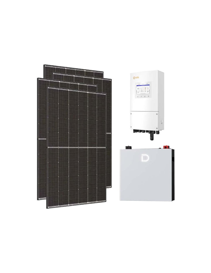 Einphasige Photovoltaik-Kit 6370W Wechselrichter Solis LV 6kW lithium 5.12kWh Dyness...