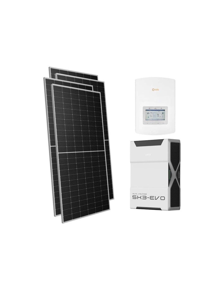 Einphasiges Photovoltaik-Kit 3570W Wechselrichter Solis 3kW Lithium 5.2kWh Weco EVO 5k3