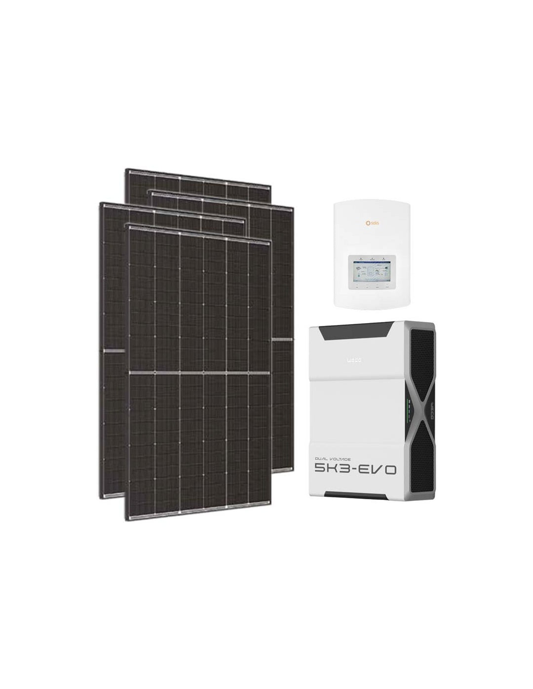 Einphasiges Photovoltaik-Kit 3600W Wechselrichter Solis 3kW Lithium 5.2kWh Weco EVO 5k3