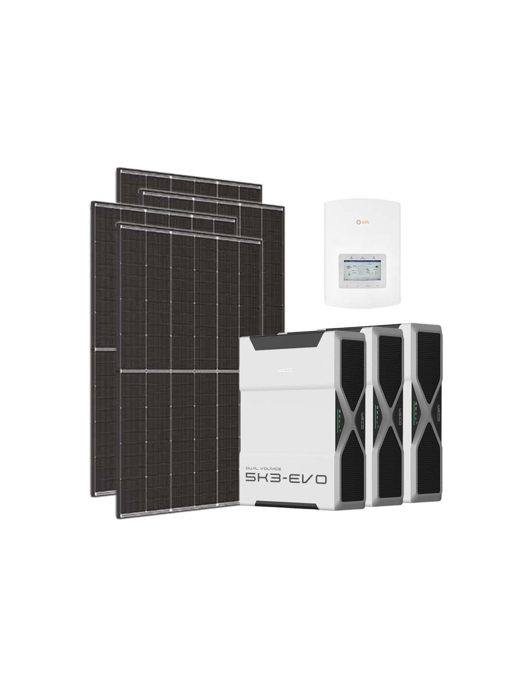 Einphasiges Photovoltaik-Kit 6300W Wechselrichter Solis 6kW Lithium 15.6kWh Weco EVO 5k3