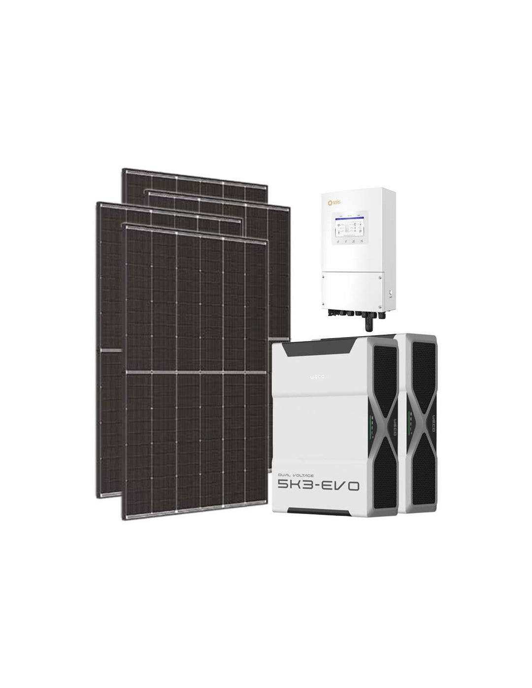 Einphasiges Photovoltaik-Kit 6300W Wechselrichter Solis LV 6kW Lithium 10.4kWh Weco EVO...