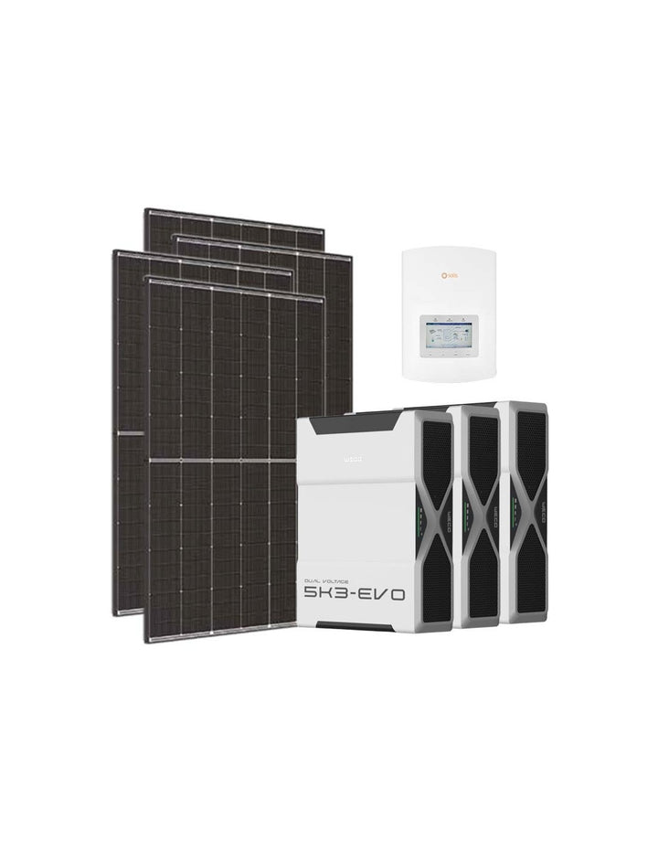 Einphasiges Photovoltaik-Kit 6300W Wechselrichter Solis LV 6kW Lithium 15.6kWh Weco EVO...