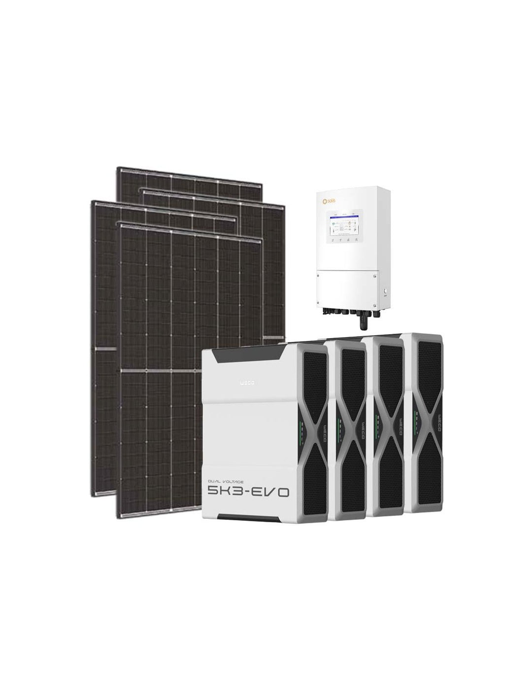 Einphasiges Photovoltaik-Kit 6300W Wechselrichter Solis LV 6kW Lithium 20.8kWh Weco EVO...