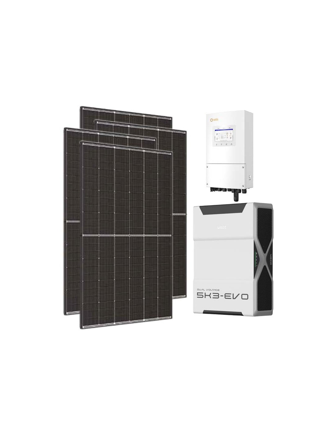 Einphasiges Photovoltaik-Kit 6300W Wechselrichter Solis LV 6kW Lithium 5.2kWh Weco EVO 5k3