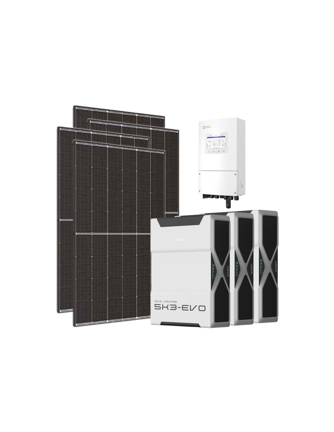 Einphasiges Photovoltaik-Kit 8100W Wechselrichter Solis LV 8kW Lithium 15.6kWh Weco EVO...