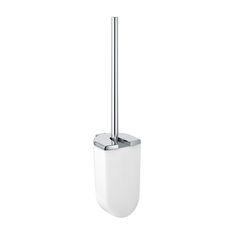 Keuco Toilettenbürstenhalter mit Schale aus satiniertem Acryl, Stiel mit Bürste, Ersatzbürste und Deckel Chromfinish ELEGANCE 11664010100