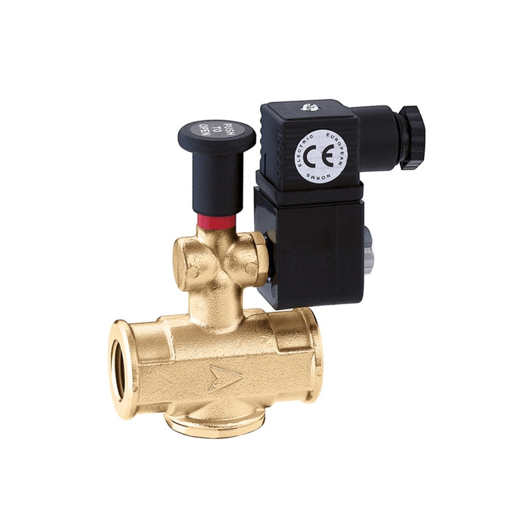 Caleffi Gas-Magnetventil, normalerweise offen, mit manueller Rückstellung und Anschluss 3/4", 24 V 854045