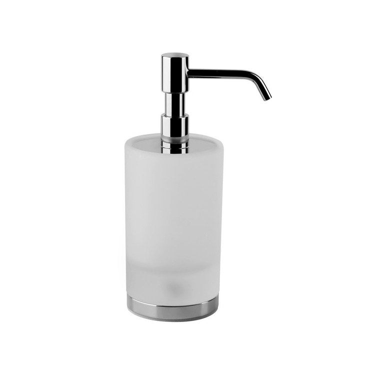Gessi Tischspenderhalter, mit Becher aus satiniertem Glas, Chromfinish EMPORIO ACCESSORI 38839#031