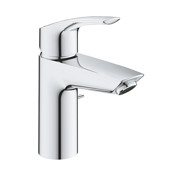 Grohe Einhandmischer H. 17 cm für Waschbecken, ohne Ablauf, mit Klick-Klack-Ablaufgarnitur, Chromoberfläche EUROSMART 23924003