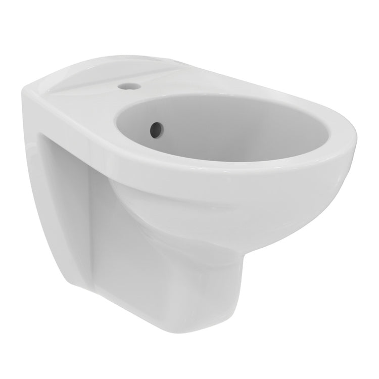 Ideal Standard Wandhängendes Bidet, mit Loch für Armaturen und Überlauf, Weiß glänzende Ausführung EUROVIT V493101