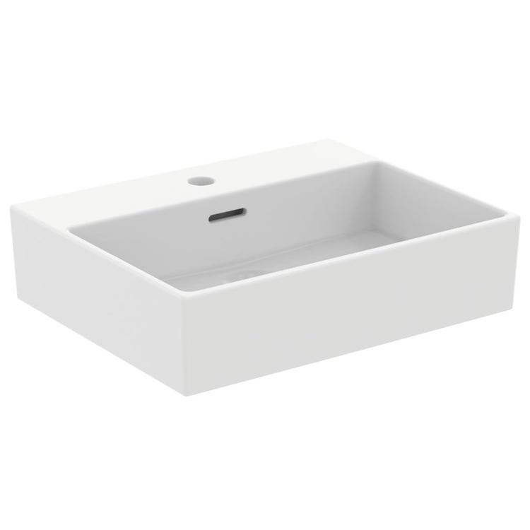 Ideal Standard Waschbecken rechteckig zum Aufstellen L. 50 cm, einloch, mit Überlauf, Weiß EXTRA T374101