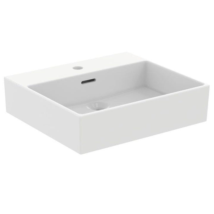 Ideal Standard Waschbecken emailliert rechteckig, hängend oder aufliegend L. 50 cm, einloch, mit Überlauf, Weiß EXTRA T372601