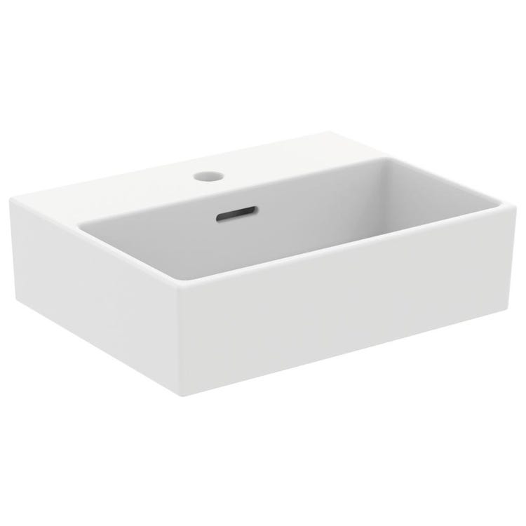 Ideal Standard Aufsatz- oder Wandhängevordere Lavabo L. 45 cm, Einloch, mit Überlauf, Weiß EXTRA T373201