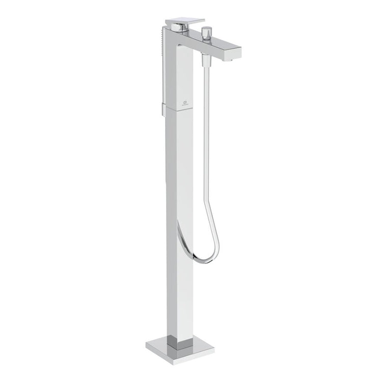 Ideal Standard Freistehender Wannenmischer, mit Umsteller, Handbrause-Stab, 125 cm Schlauch und Brausehalter, Chromoberfläche EXTRA BD520AA