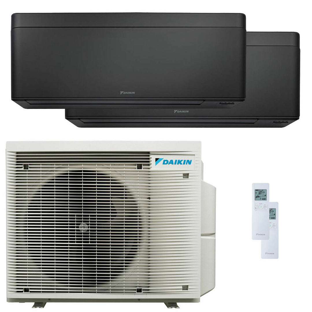 Daikin Stylish Total Black 9000+15000 BTU – Multisplit-Klimagerät (2 Innengeräte), 5/5,6 kW, R32, A+++/A++, WLAN