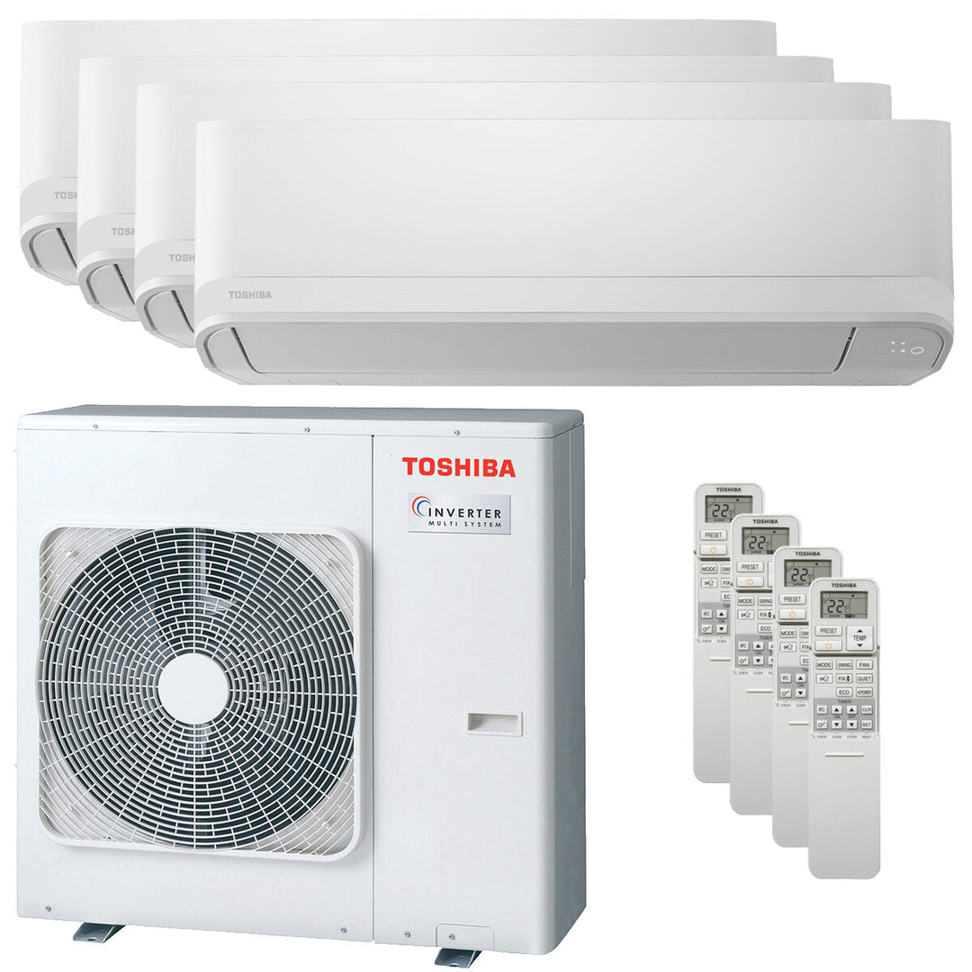 Toshiba Seiya Smart 9000+9000+12000+12000 BTU – Multisplit-Klimagerät (4 Innengeräte), 8/9 kW, R32, A++/A+, WLAN