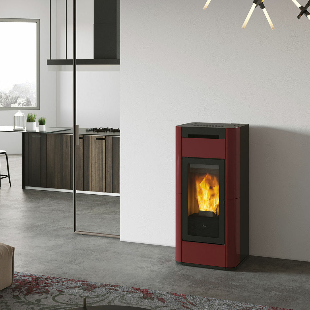 Edilkamin Tera H 25 Evo – Pelletofen (wasserführend), 25 kW, WLAN, Bordeaux
