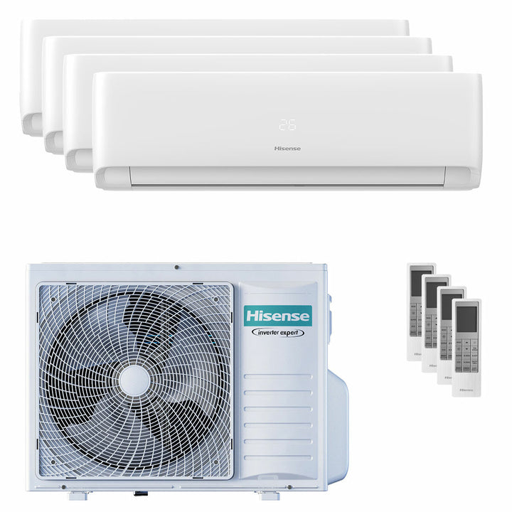 Hisense EcoSense 7000+7000+7000+7000 BTU – Multisplit-Klimagerät (4 Innengeräte), 8/9 kW, R32, A++/A+, WLAN