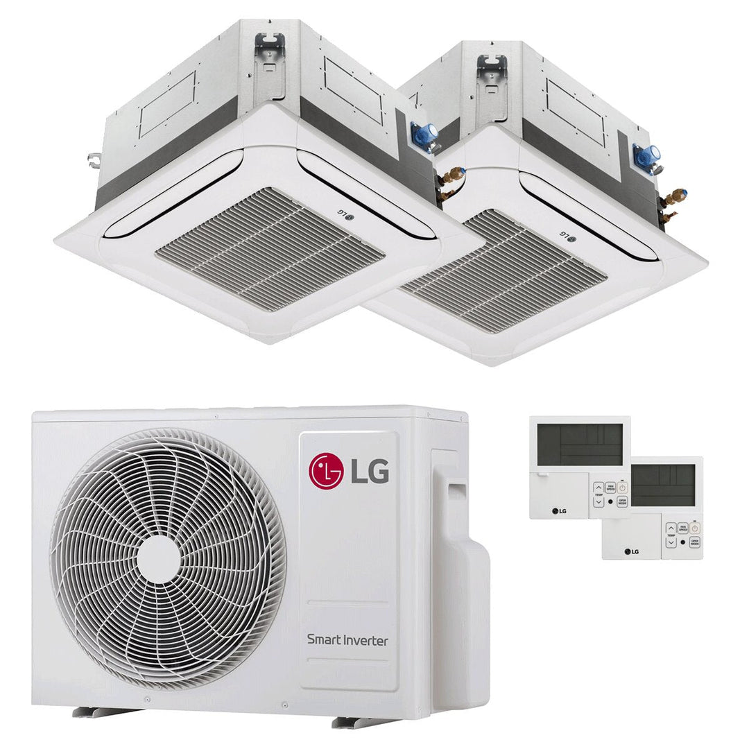 LG Kassettengerät 4-Wege LG 9000+9000 BTU – Multisplit-Klimagerät (2x), 4,1/4,69 kW, R32, A+++/A++
