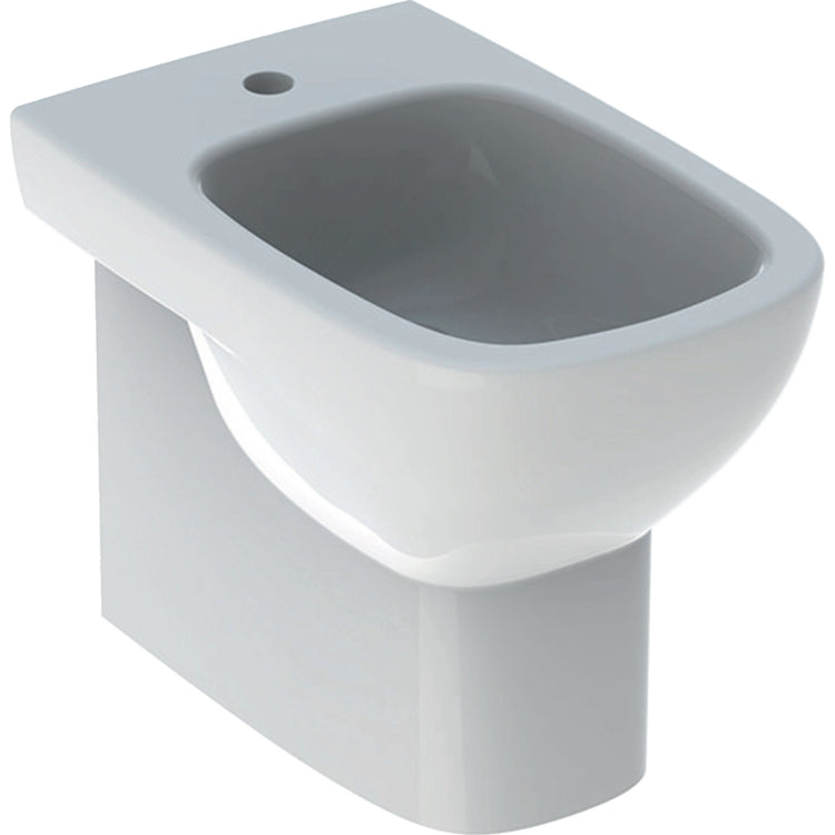Geberit Stand-Bidet bodenstehend wandbündig, mit Armaturenloch und verdeckter Befestigung, ohne Überlauf, Weiß glänzende Ausführung FANTASIA 500.866.00.1