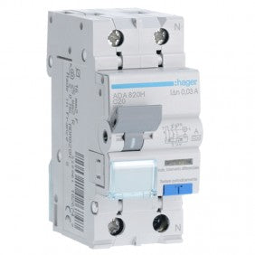 Hager ADA820H Fehlerstromschutzschalter 1P+N 20 A 30 mA Typ A