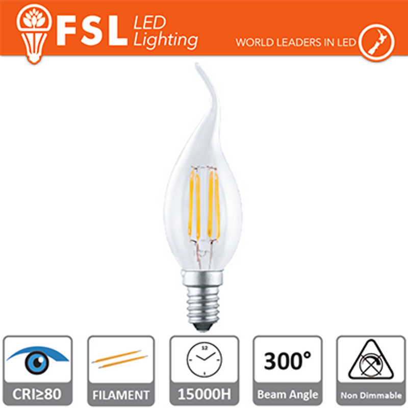 Beleuchtung Windstoß-Glühlampe – 4 W, 4000 K, E14