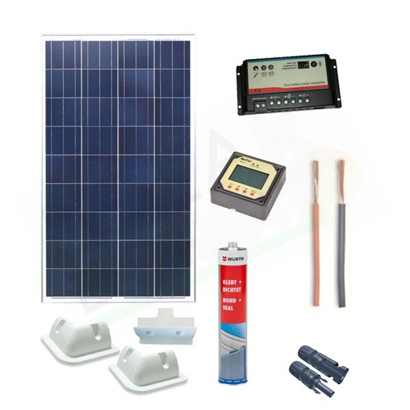 Solar-Kit CAMPER PLUS SOLAR-KIT 200 W 12 V – 200 W-MODUL / 20 A PWM-DUAL-REGLER / ZUGANG