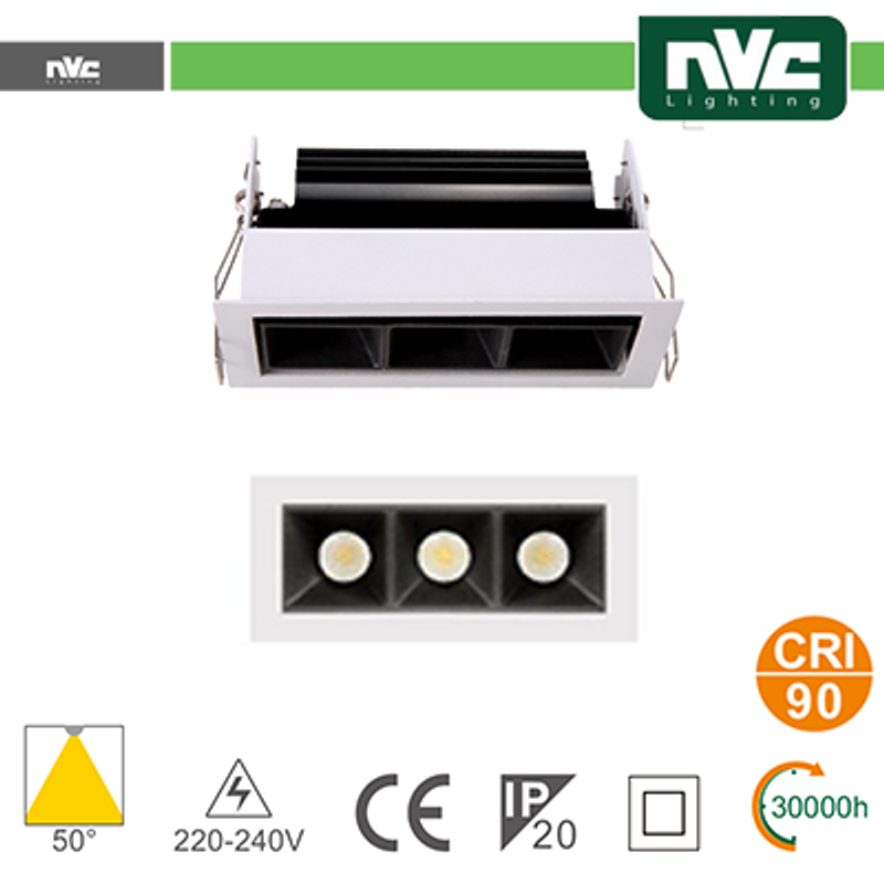 Incasso Einbau-Multi-Lampe – 48 W (2 x 24 W), 4000 K, 3500 lm > 24 ° CRI90