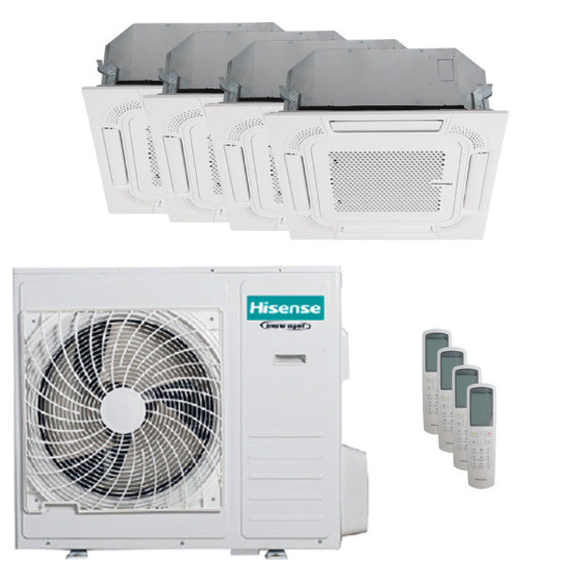 Hisense Cassetta ACT-Klimaanlage, geteilte Panele, 9000+9000+9000+18000 BTU, umkehrbar