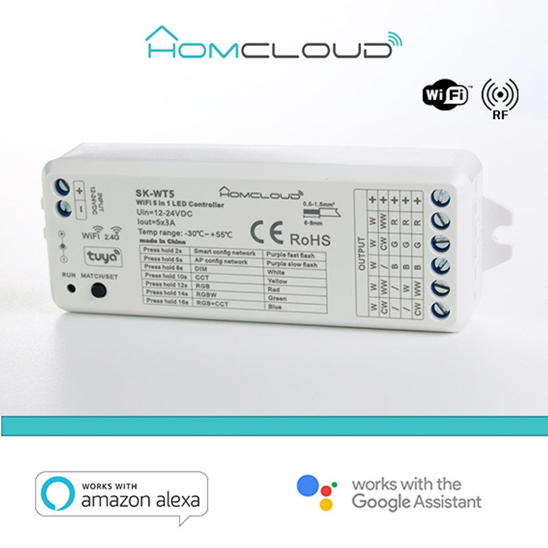 Ricevitore DIM-Empfänger 12/24 V DC, 5CH*3A, Wi-Fi+RF2.4G RGB+CCT