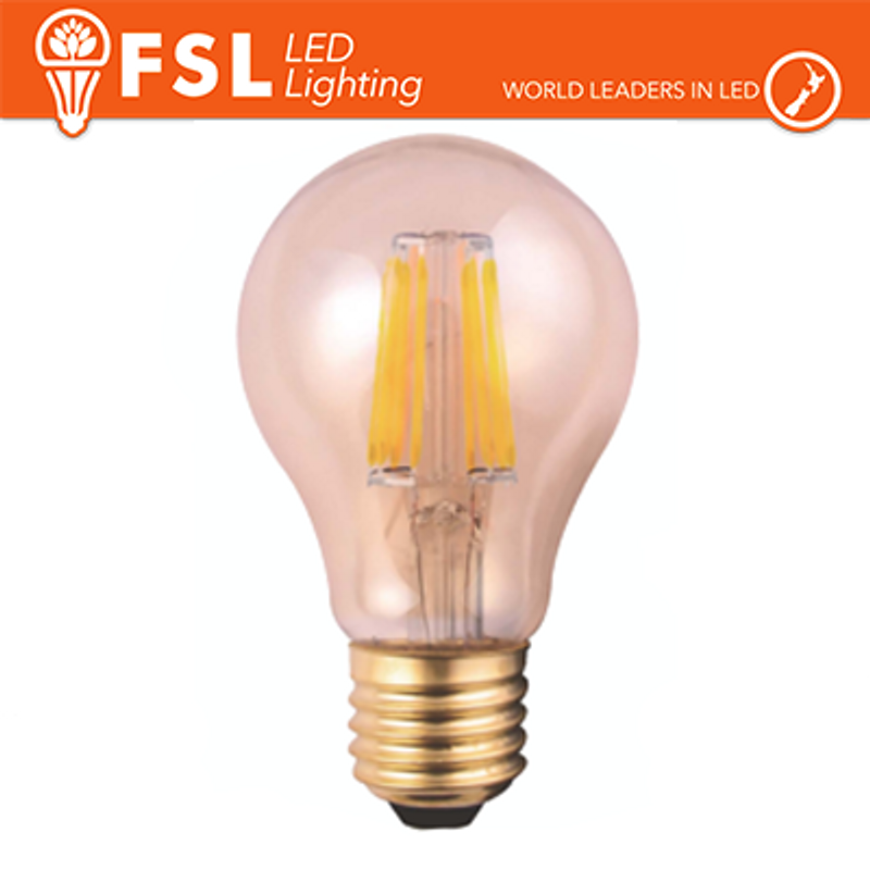 Beleuchtung Bernsteinfarbene Glühfaden-Tropfenlampe – 6 W, 2200 K, E27, 650 lm