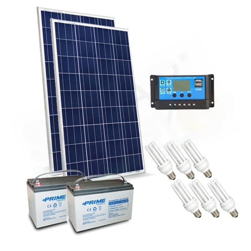 Solar-Kit SOLAR-BELEUCHTUNGSSATZ 160W 24V FÜR INNENBEREICHE 6 LEUCHTSTOFFLAMPEN - AUTONOMIE