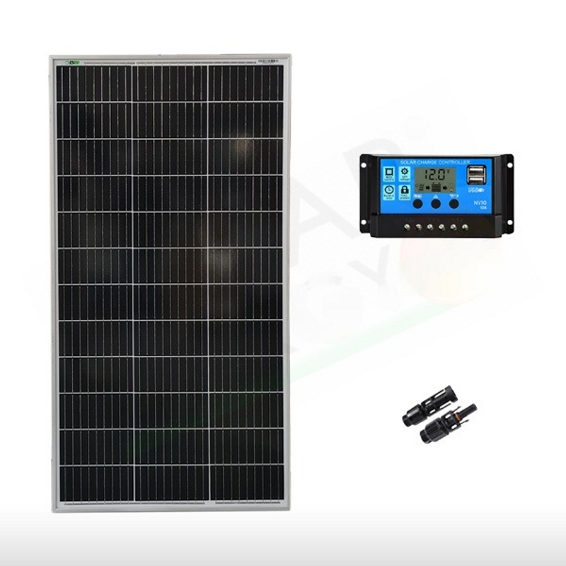 Solar-Kit GRUNDLEGENDES SOLAR-KIT 100 W 12 V – 100 W PHOTOVOLTAIKMODUL UND 10 A PWM-REGLER