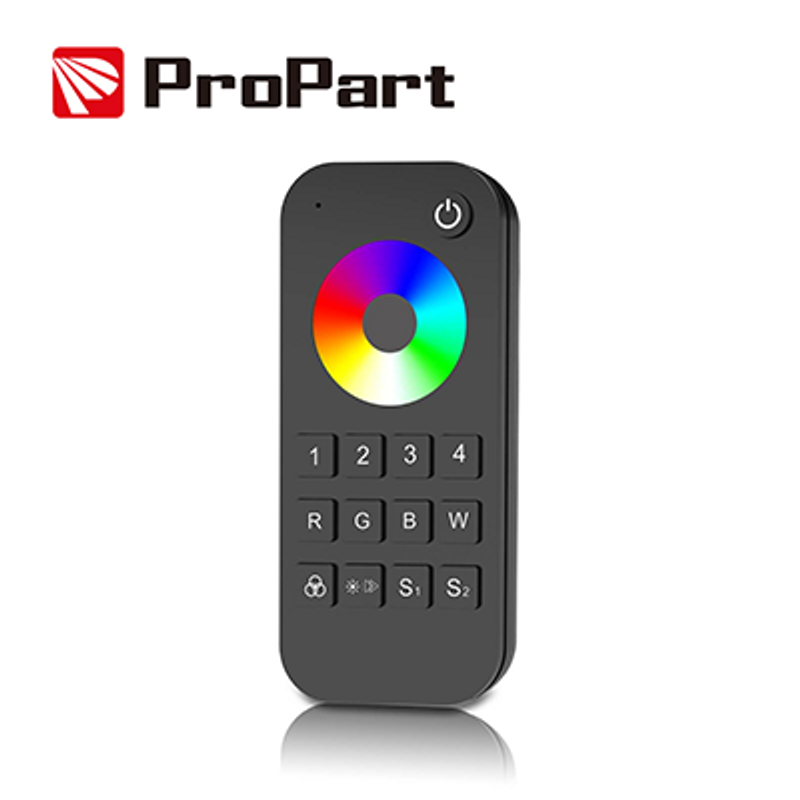 Telecomando RGB/RGBW-Fernbedienung 4 Zonen, 2 Szenen, Schwarz, RF2.4G