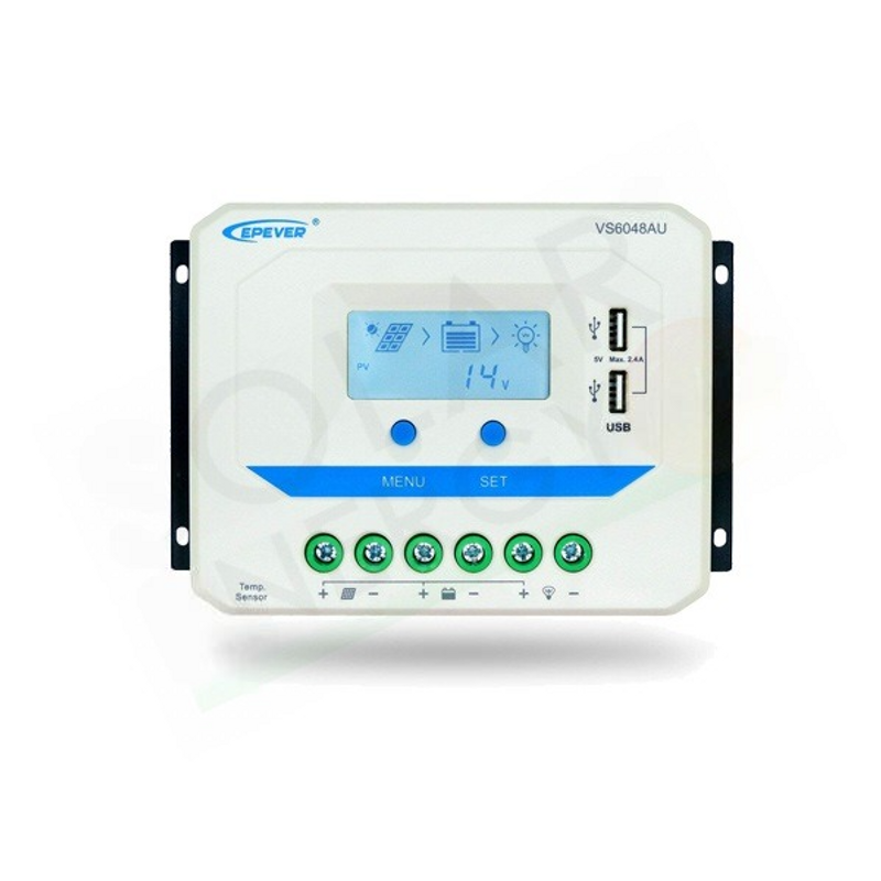 EP SOLAR VIEWSTAR VS6048AU – PWM-LADECONTROLLER 12/24/36/48 V 60 A USB MIT D