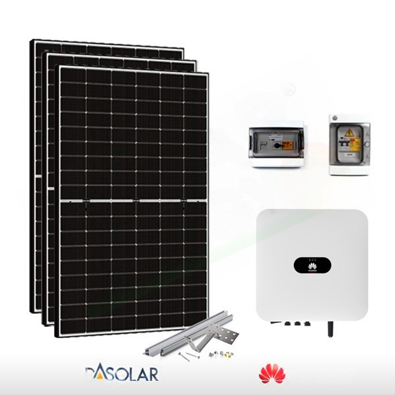Das Solar PHOTOVOLTAIK-KIT 4,3 KW DAS SOLAR – HUAWEI FÜR DIE SPEICHERUNG VORBEREITET (KOMPLETT)