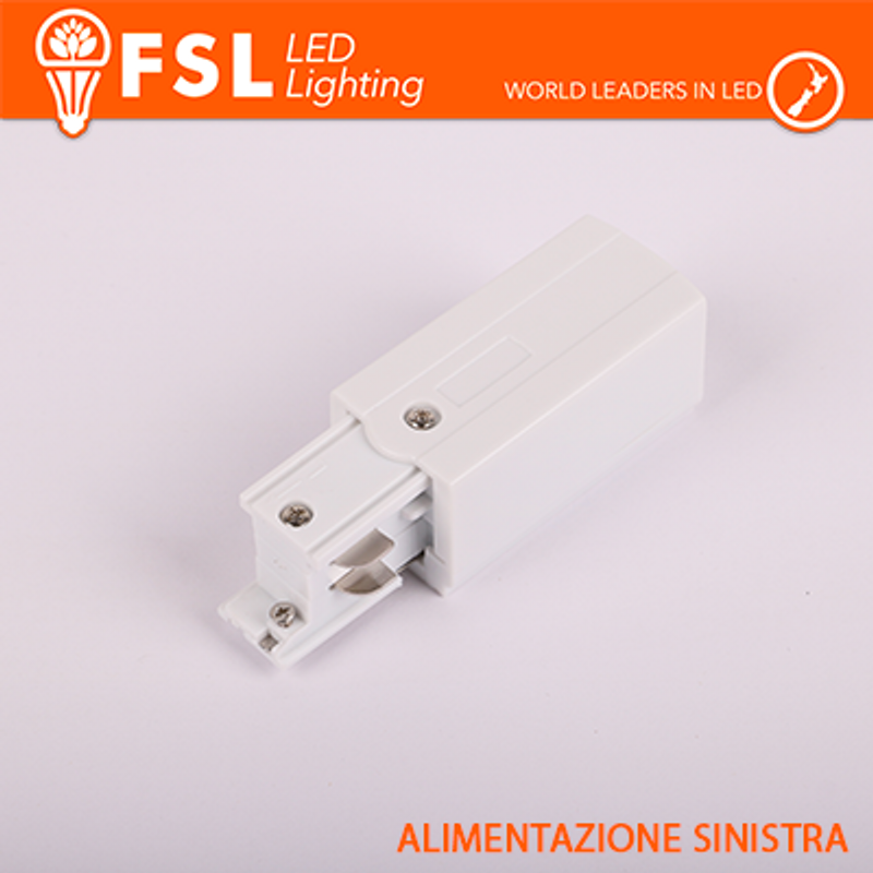 Fsl Stromversorgungskopf FSL LINKS für Dreiphasenschiene – Farbe WEISS