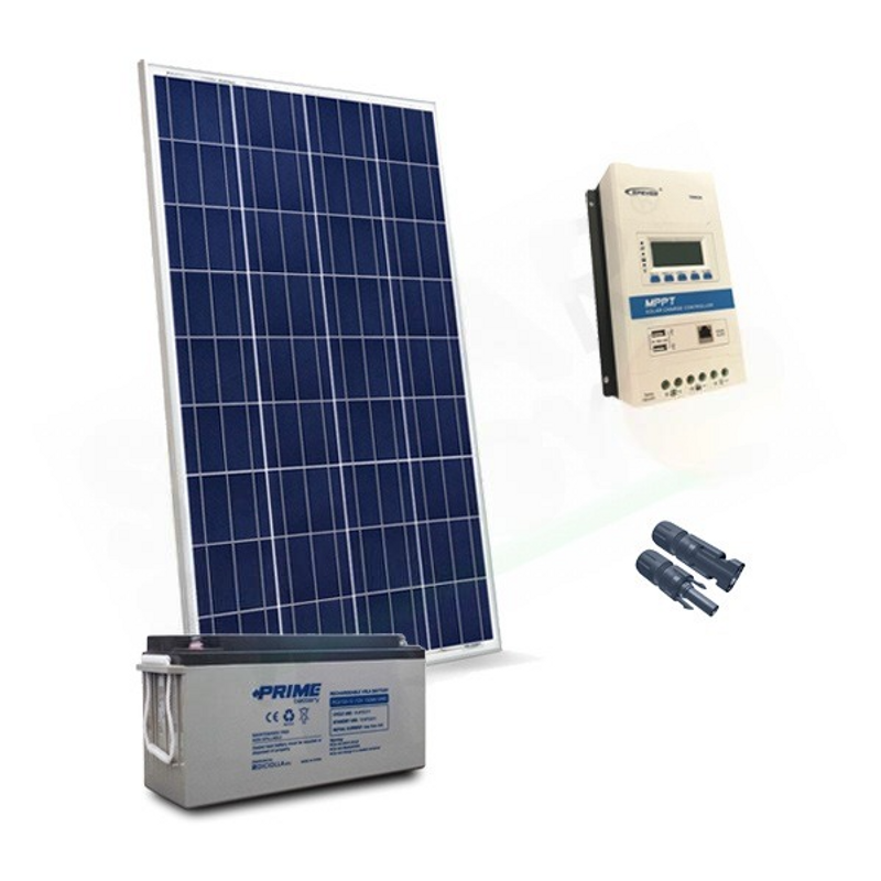 SOLAR-KIT PRO 150W 12V – 150W-MODUL / 10A-REGLER / 150AH-BATTERIE