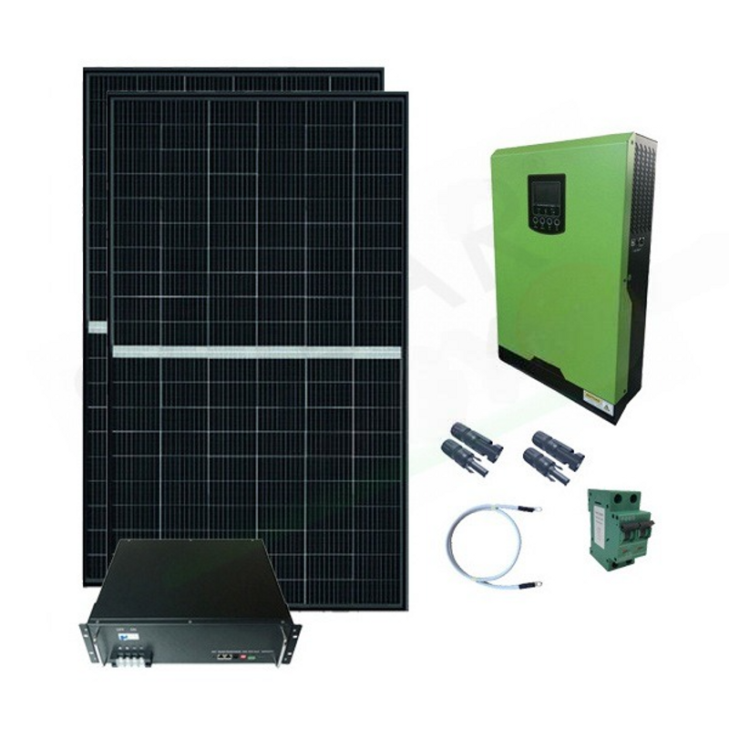 Solar-Kit OFFNETES PHOTOVOLTAIK-KIT 820 W 24 V MIT 2,4 KWH LITHIUMBATTERIEN