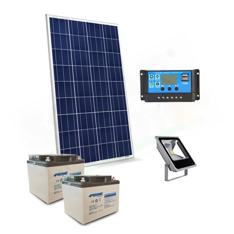 Solar-Kit SOLAR-BELEUCHTUNGSSATZ 80W 12V FÜR DEN AUSSENBEREICH 1 LED-STRAHLER - AUTONOMIE 8-10 STUNDEN