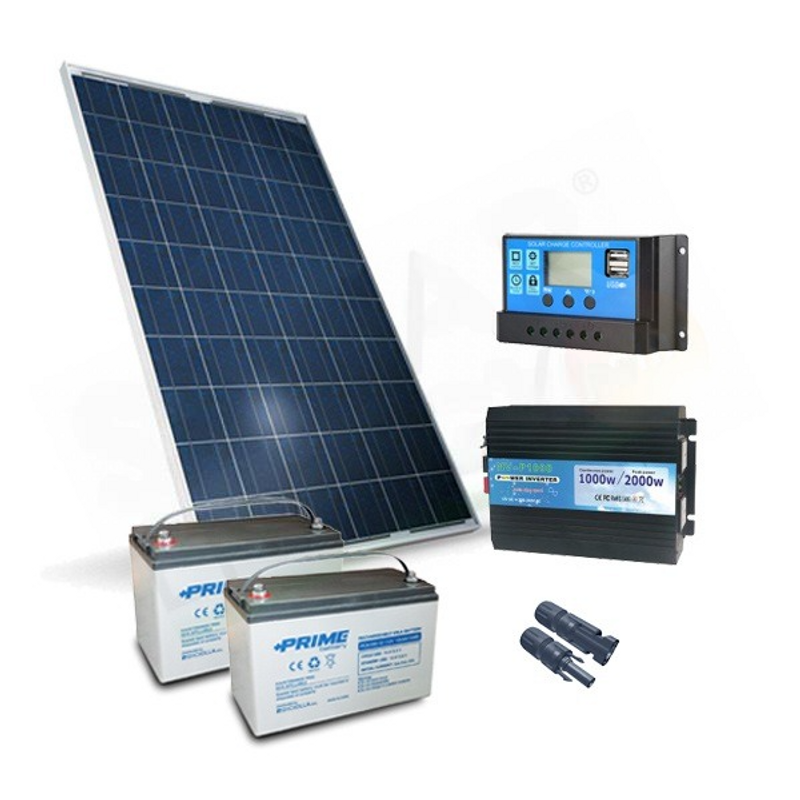 SOLAR-KIT PLUS 280W 24V – 280W-MODUL / 20A-PWM-REGLER / 1000W-WECHSELRICHTER / 2
